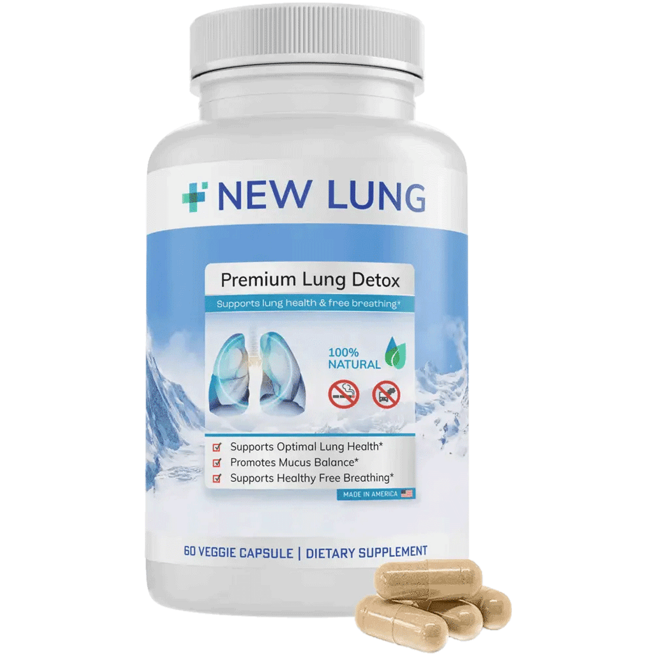 Lung Detox Premium Cleanse with Herbal Ingredients - Promote Lung Health and Detoxification with Mullein, Marshmallow Root, Ginger, and Antioxidant Fruit & Energy Blend - Support Respiratory Function and Immune Health - 60 Capsules
