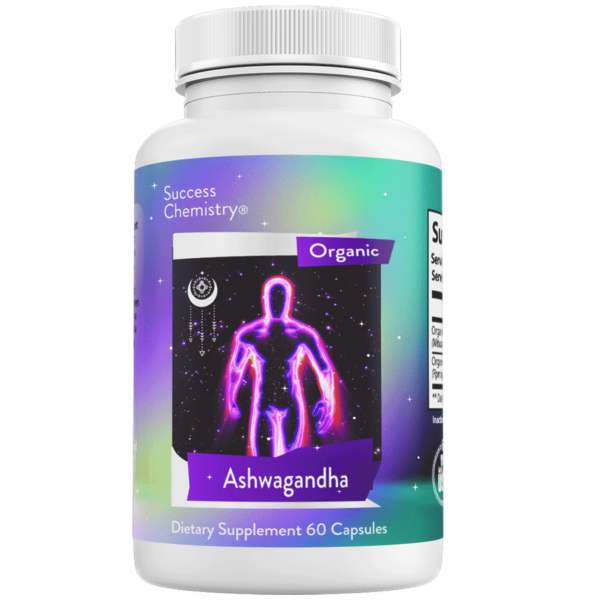 Organic Ashwagandha Supplement to Reduce Stress and Improve Muscle Health by Success Chemistry - 60 Capsules