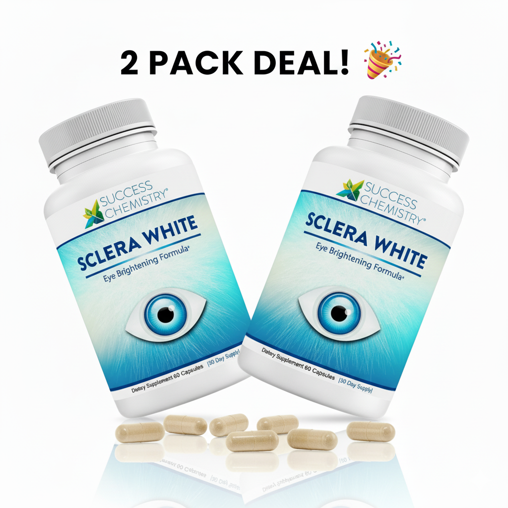 Sclera White 2-Pack Deal for eye whitening and eye health support capsules.